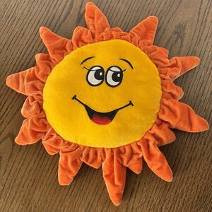 Vintage 12" Florida Sunshine State Smiling Sun Face Plush Yellow Orange Souvenir